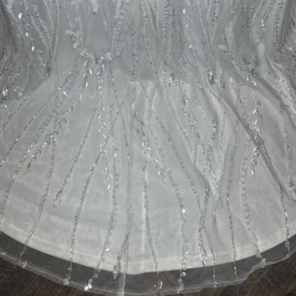 LULU's Sexy Bridal Wedding Floral Sequins Corset Bustier Sophisticated Maxi Gown - Picture 6 of 9